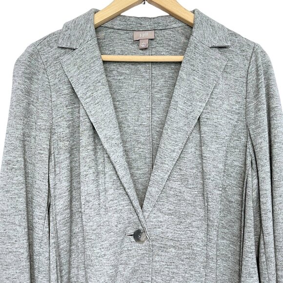 J Jill Womens Blazer Jacket Size LP Gray Wool Blend Stretch Knit Business Career - Picture 3 of 10